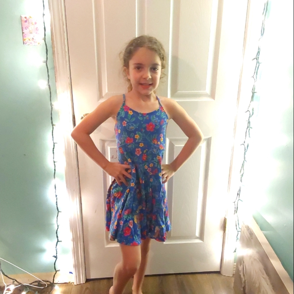 Blue flower print dress